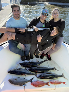 Six Longfin Yellowtail, Two-spot red snapper, and Blackfin Tuna fishing at Jensen Beach