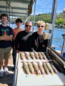 Four anglers with fishing rods in Missouri