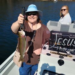 A single rainbow trout caught in Branson, Missouri