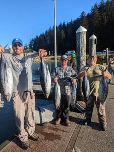 Five blackfin tuna fish caught in Oregon