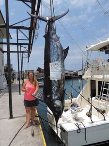 Fisherman with a large catch in Kailua-Kona