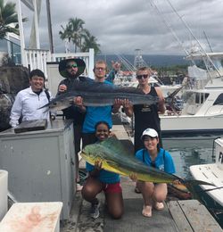 Two big fish caught by six people in Kailua-Kona with fishing technique
