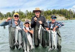 Six Chinook and Coho salmon caught while fishing in Oregon