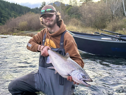 A single rainbow trout fish caught in Port Orford