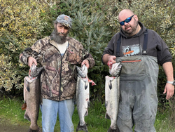 Three rainbow trout caught in Port Orford