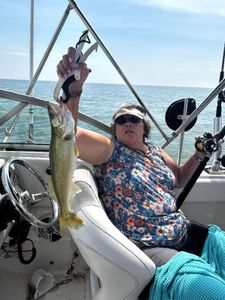 Angler fishing at the lakeside in Marblehead