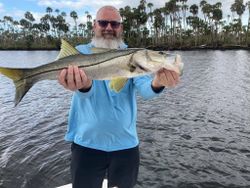 Angler holding a large snook fish against a Spring Hill backdrop