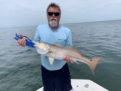 Angler proudly holds a large redfish catch in Spring Hill