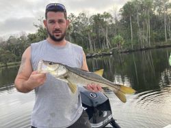 A snook, a 21-inch saltwater fish, caught while fishing in Florida.