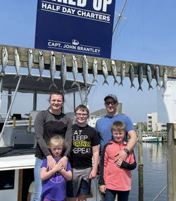 Eleven great barracuda, spotted weakfish, and bluefish caught by five people fishing in NC