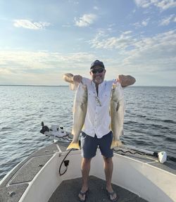 Striped bass and bluefish caught by one person in Tow