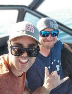 Two people fishing in California