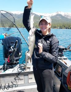 Single angler enjoying fishing at Tahoe Vista