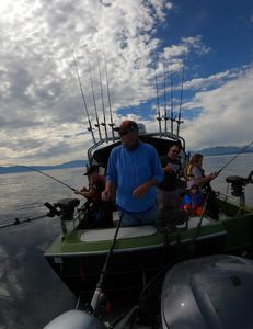 Group of 5 people fishing in California