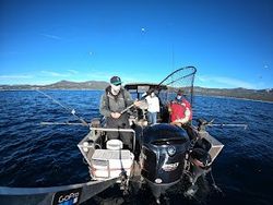 Scenic view of Lake Tahoe with fishing pole
