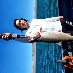 A single person fishing at Tahoe Vista