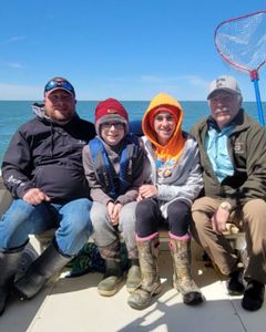 Four anglers enjoying a day of fishing at Lakeside Marblehead