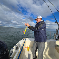 Perfect jigging conditions today at East Harbor State Park Marina with light tackle setup ready to go.