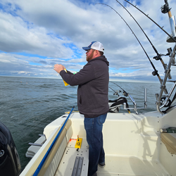 Great day jigging and trolling on the lake. Cloudy afternoon made for perfect fishing conditions.