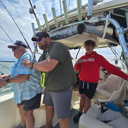 Drifting and jigging through partly cloudy skies for the best catch!