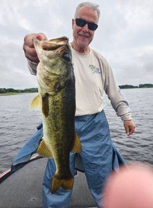 Angler posing with a large freshwater fish against a backdrop of Winter Garden, Florida