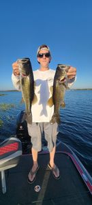 Two largemouth bass caught while fishing in Florida