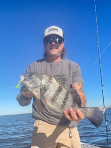 Angler with black drum fish in Panama City
