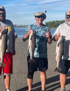 Coho salmon and rainbow trout caught by two people in Richland