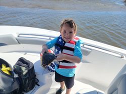 Wesley with a flounder 