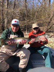 Two rainbow trout caught fishing in Gassville