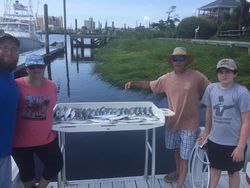 Four happy people enjoying fishing in North Carolina