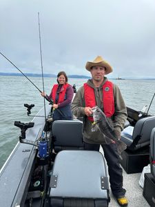 Couple enjoying fishing tour in OR