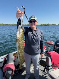 Northern pike catch displayed on fishing boat in Minneapolis MN