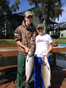 Two coho and chinook salmon caught while fishing in OR