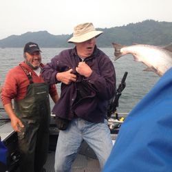 Two people fishing in Portland, Oregon