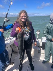 Young Benoit crew lady, big Walleye big smile