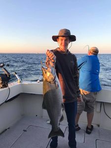 Lone angler fishing in Manistee
