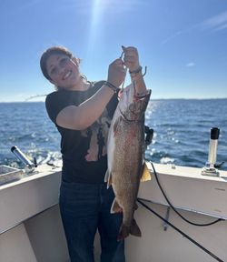 A big lake trout caught while fishing in Manistee