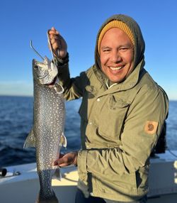 A lone lake trout, 17 inches, caught while fishing in MI