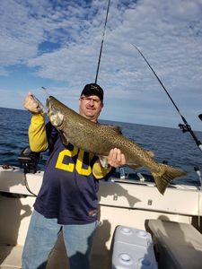 A big lake trout caught in Manistee, Michigan