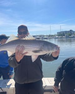 Angler holding a 25-inch fish in MA