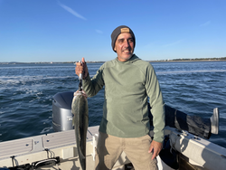 Great catch using deep sea jigging and light tackle on partly cloudy day!