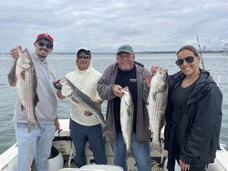 Blasted today with four striped bass using deep sea jigging and light tackle!