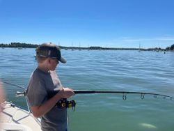 Angler enjoying a fishing tour in Hingham