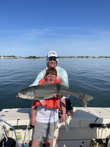 Big Striped Bass reeled in while Deep Sea Jigging off Hingham!
