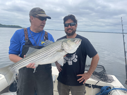 A big striped bass caught while deep sea fishing at 270 Northern Ave!