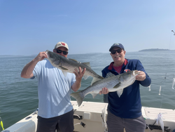 Huge Striped Bass caught deep sea jigging off Hingham's coast!