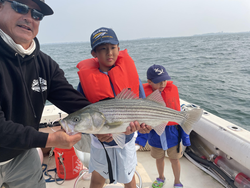 Big Striped Bass landed while deep sea fishing in Hingham!
