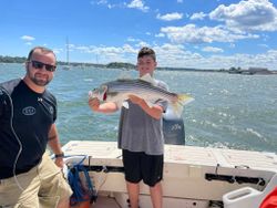 Striped bass caught during fishing tour in Hingham