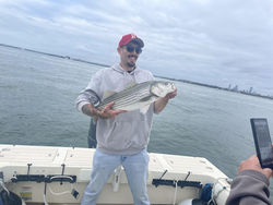 Nice striped fish on light tackle! Deep sea jigging and trolling paying off as the weather cleared up.
